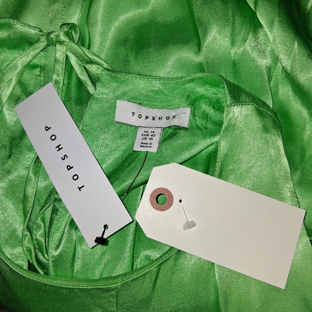 Topshop New  Asymmetrical  Green Dress Women Size US.10 - Picture 14 of 15